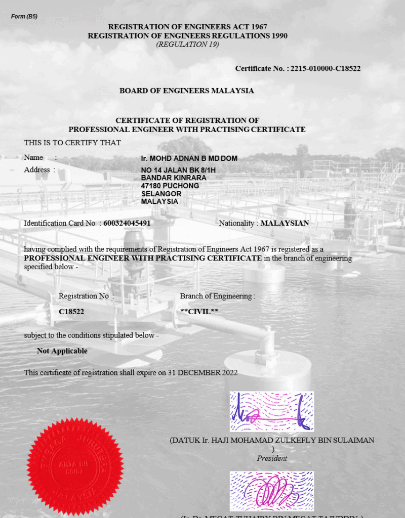 License & Certificates - NANDOM ENGINEERING CONSULT SDN BHD