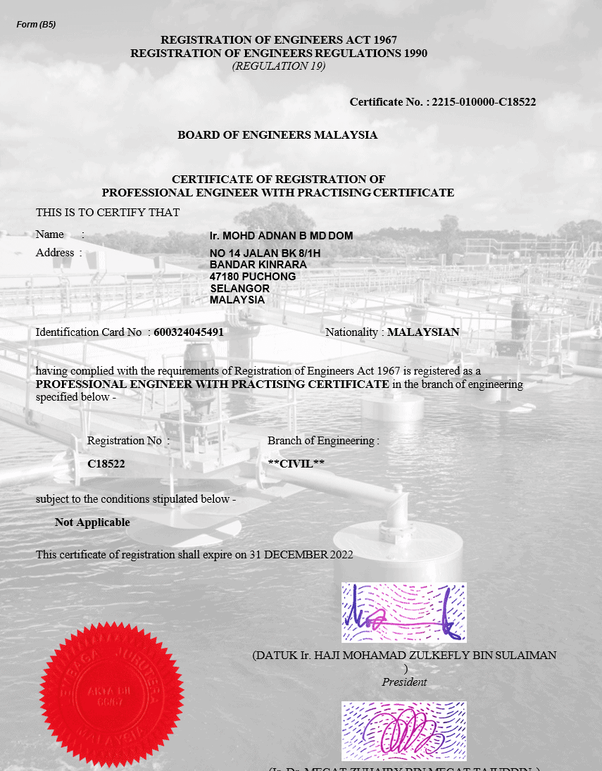 License & Certificates - NANDOM ENGINEERING CONSULT SDN BHD